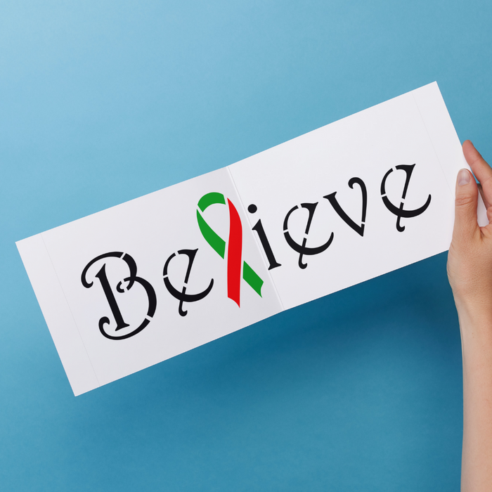 Believe Ribbon Template Rustic Motivation Signage