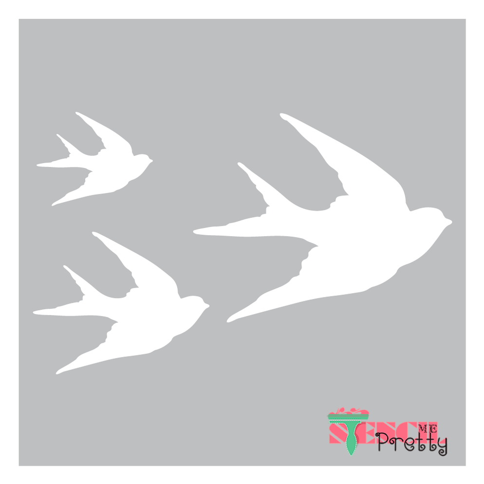 Mediterranean Swallow Birds Stencil Flock of Birds Template — Stencil ...