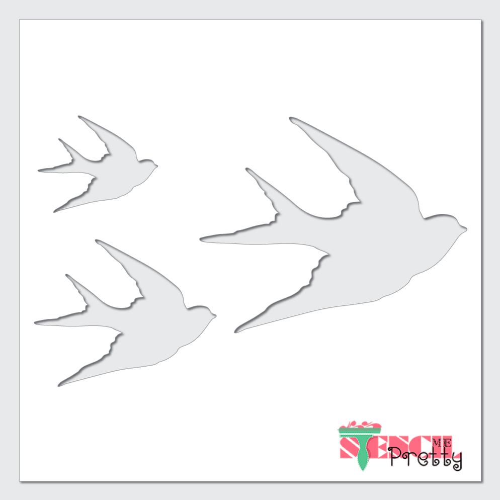 Mediterranean Swallow Birds Stencil Flock of Birds Template — Stencil ...