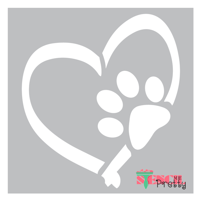 Pet Lover Dog Paw Print and Heart Stencil — Stencil Me Pretty pet-lover-dog-paw-print-and-heart-stencil-stencil-me-pretty