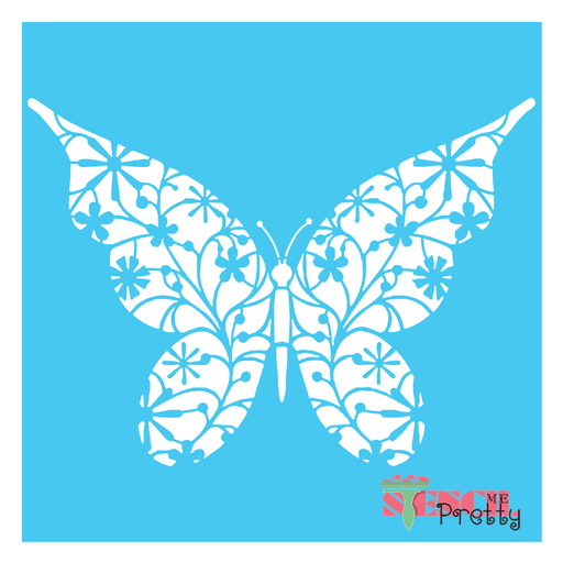 flowery butterfly stencil