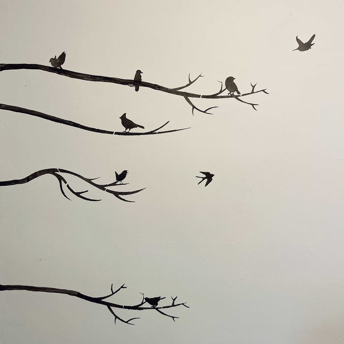 birds on branches stencil